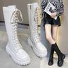 Fashion Chunky Platform Punk Boots Women Thick Bottom Knee High Boots Woman Autumn Winter 2024 Fashion PU Leather Motorcycle Botas Mujer