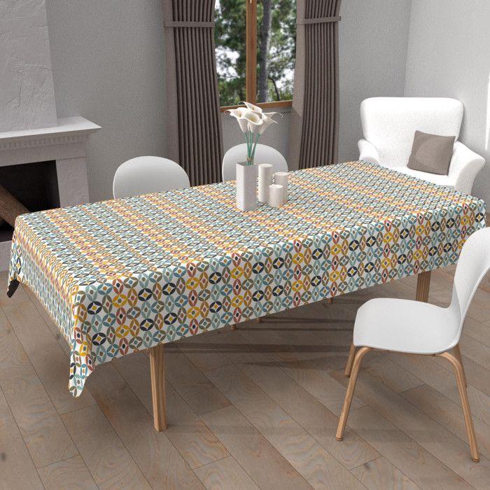 Printed Stain-resistant Rectangular Tablecloth 140x240 Cm OURANOS, by Soleil d'Ocre