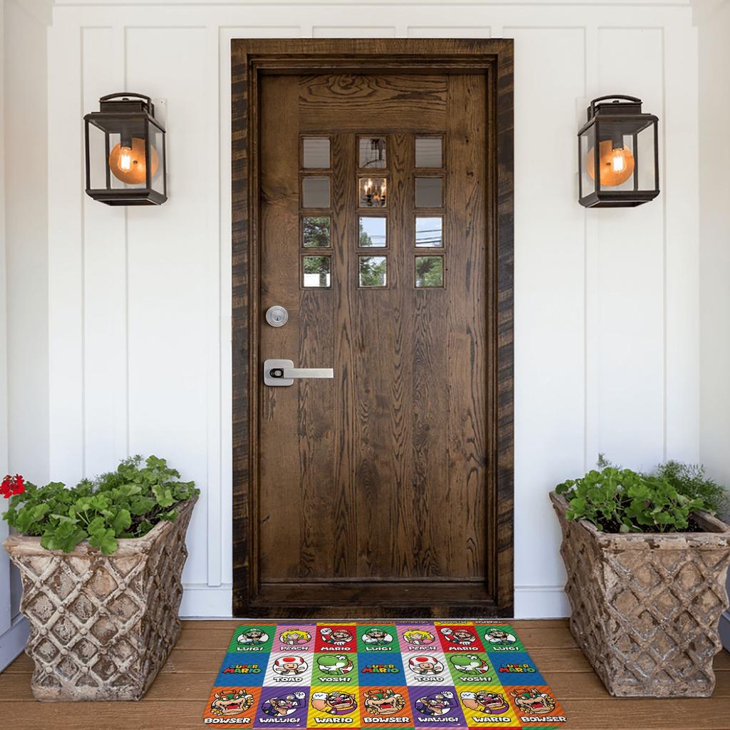 M-Marios Super Bros Front Door Mat Anti-Slip Indoor Waterproof Doormat Garden Garage Entrance Rug Carpet