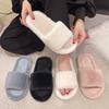 Leisure Slippers for Women Casual Flat Low Heels Sweet Short Plush Shoes for Women Solid Fur Slip On Winter Slides Plus Size