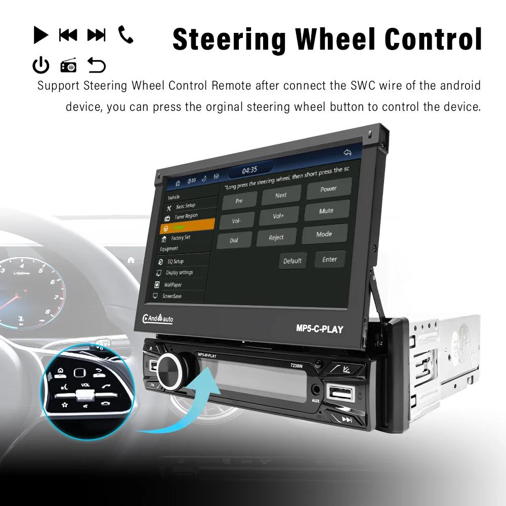 1 Din стерео 7 дюймов выдвижной экран Carplay Android Auto Мультимедиа Видео MP5 Плеер BT FM USB Android Головное устройство