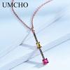Umcho Создано нано цитриновое рубиновое ожерелье с подвеской, твердое ожерелье из стерлингового серебра 925 пробы для женщин, офисные украшения, высокое качество