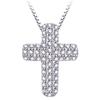 Takeda Jewelry Cross Pavé Necklace, Sterling Silver, 0.52 Carat, Highest Quality Cubic Zirconia, 45cm, Free Adjuster, Venetian Chain (White Gold)