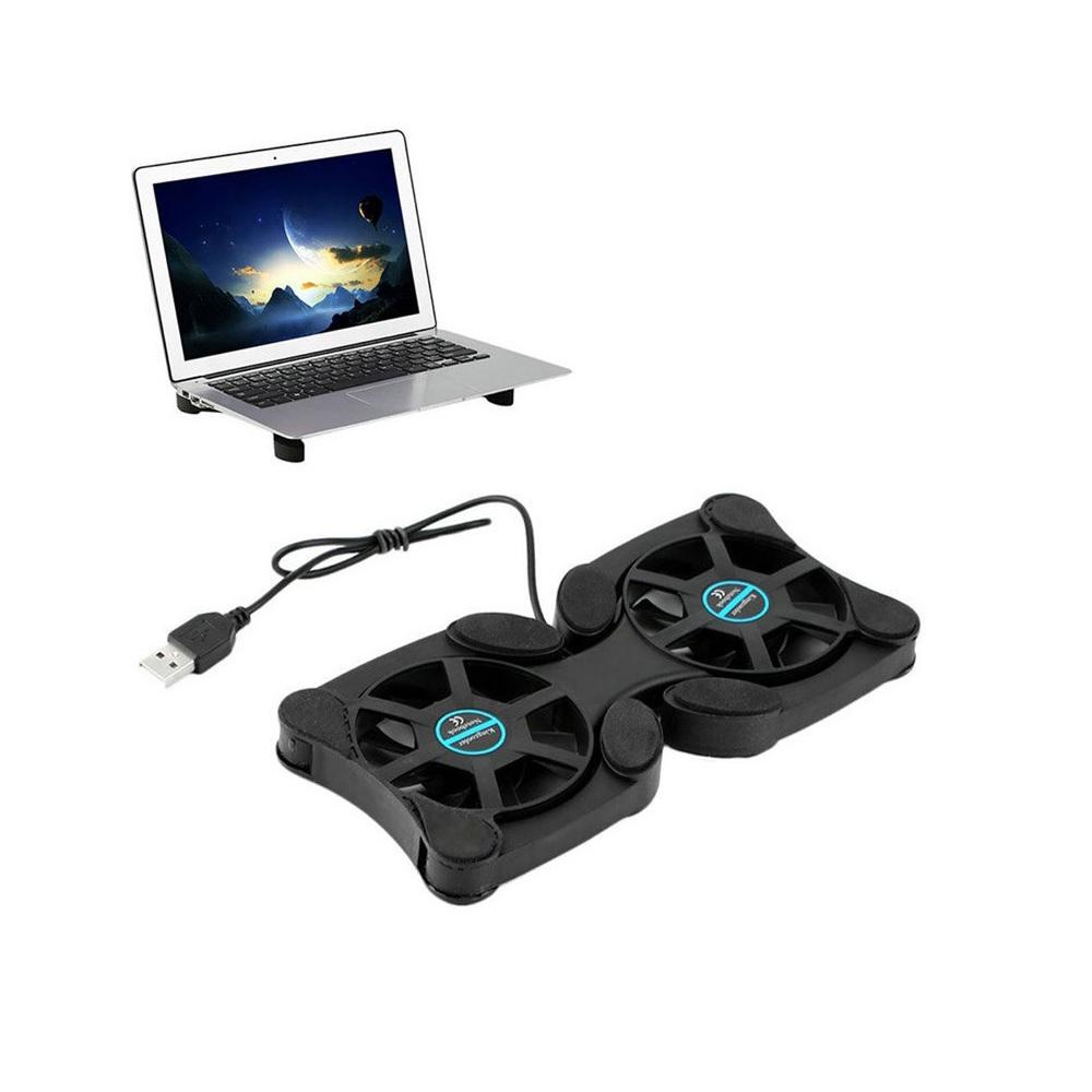 USB Dual Laptop Cooling Adjustable Fan Pad Foldable Slim Fans Cooler Stand
