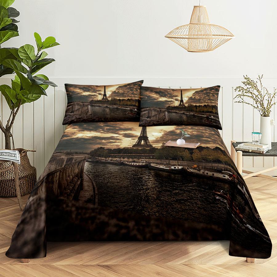 Bed Sheet Pillowcase Bedding Set Linens Cover Senic Queen King Double Size 220x240 Trees for Bedroom Soft Twin Full Single New