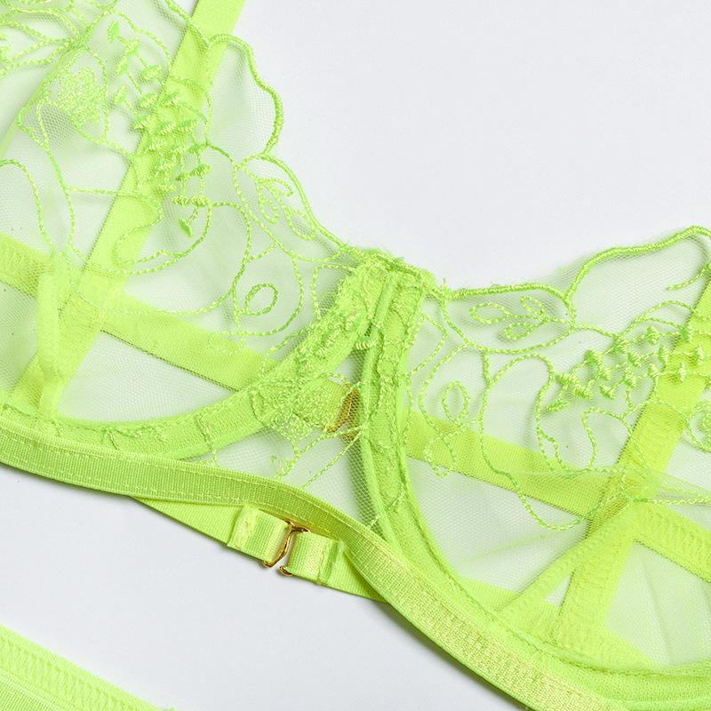 Эротическое белье, женское нижнее белье из тонкой сетки с вышивкой, сексуальное нижнее белье со стальным кольцом, бюстгальтер в сборе, комплект нижнего белья, футболки, комплект сексуального нижнего белья