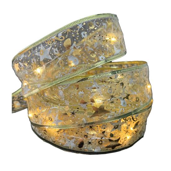 Christmas Tree Ribbon String Lights Battery Powered Fairy Lights Christmas Ribbon Bow Light for Indoor Outdoor Xmas Wedding New Year