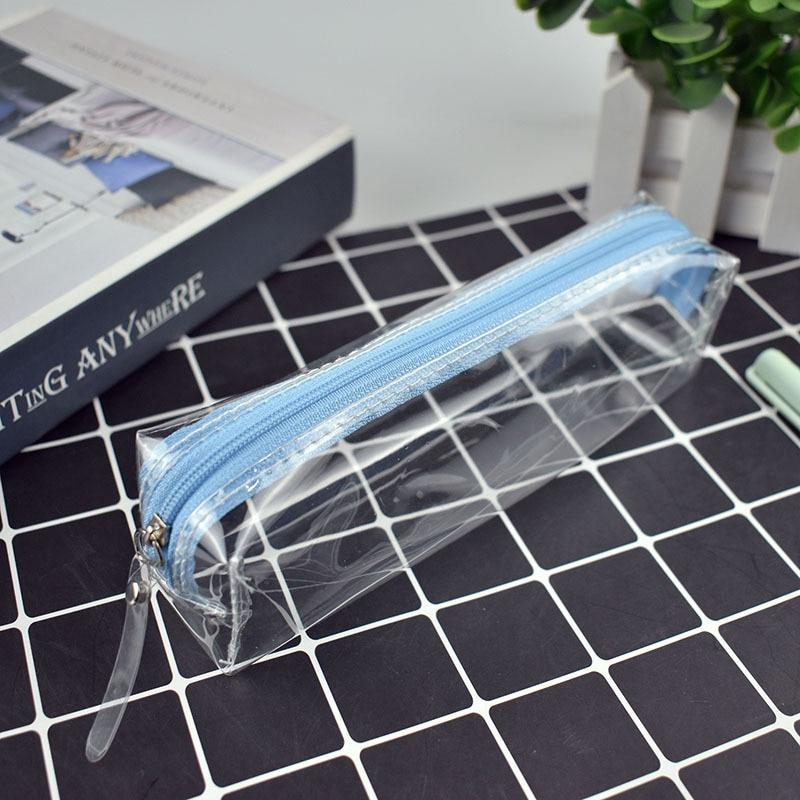 Transparent Zipper Pencil Case Pen Bag Cosmetic Makeup Pouch Sundries Organizers Stationery Gifts School Supplies
