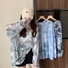 Women's 2025 Tie-Dyed Sun Protection Mesh Top - Ice Silk, Sheer, Long Sleeve T-Shirt Blouse