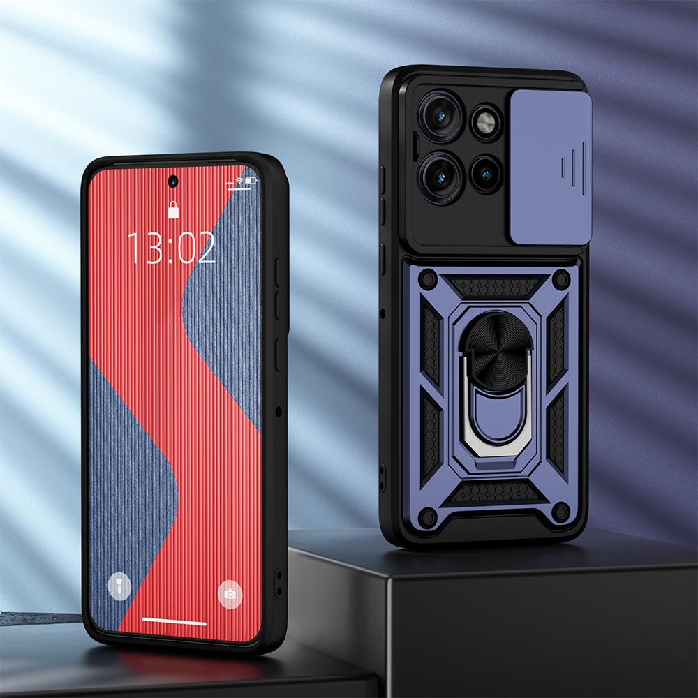 KEYSION Противоударный защитный чехол для MOTO G75 5G силикон + защитное кольцо для камеры из поликарбоната, чехол-подставка для телефона Motorola Edge 50 5G
