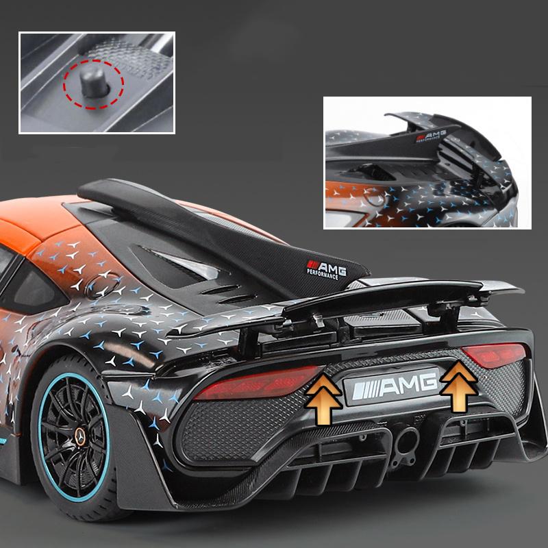 1:18 Mercedes-Benz ONE AMG Supercar Alloy Muscle Car Model Sound and Light Pull Back Children's Toy Collectibles Birthday gift