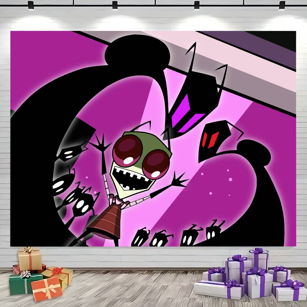Invader Zim Cartoon Anime Backdrop Kids Birthday Party Decoration Background Photography Room Decor Banner