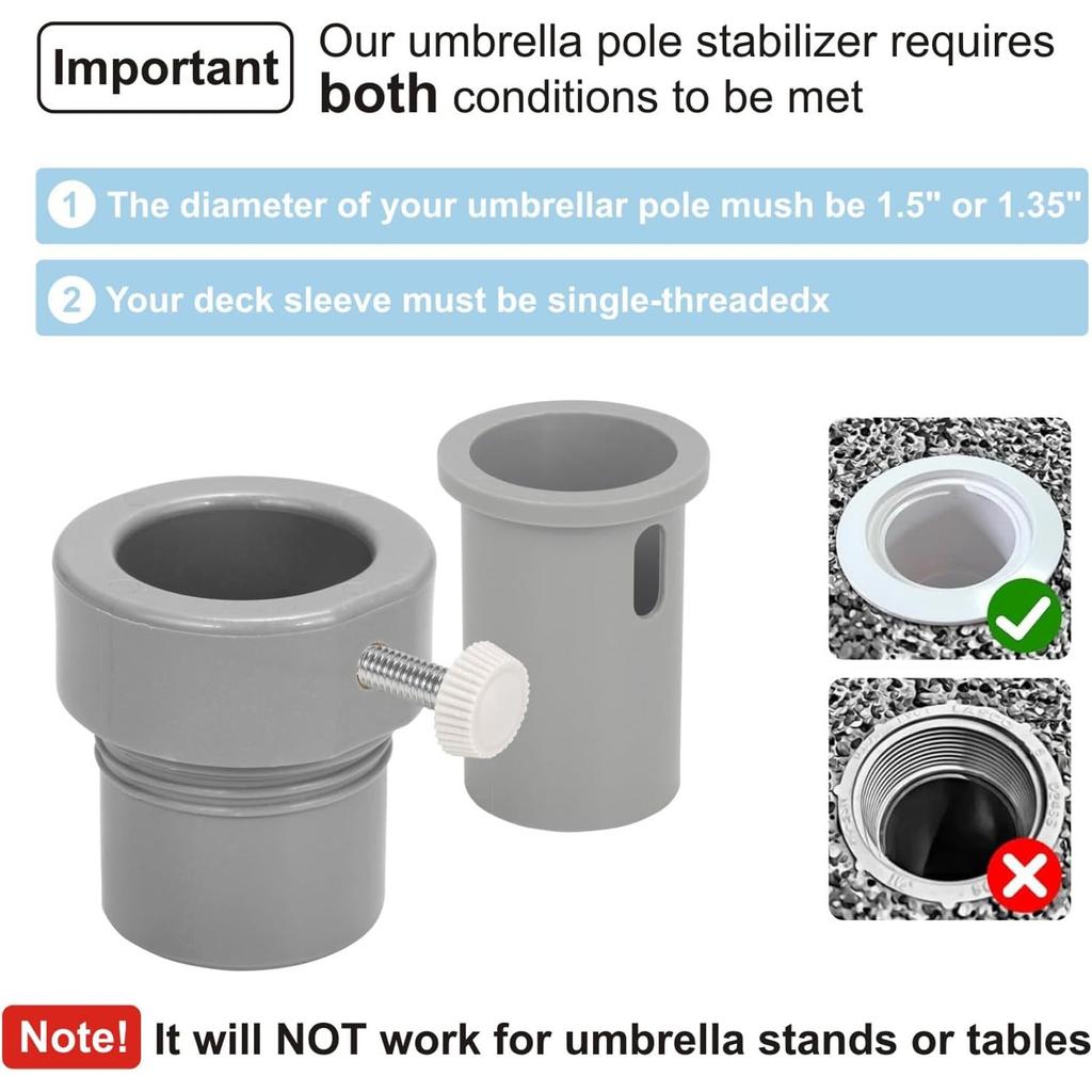 Umbrella Pole Stabilizer Adapter Umbrellas Hole Holder Insert Pool Shade Grip Sleeve Attachment Adapter Plastic