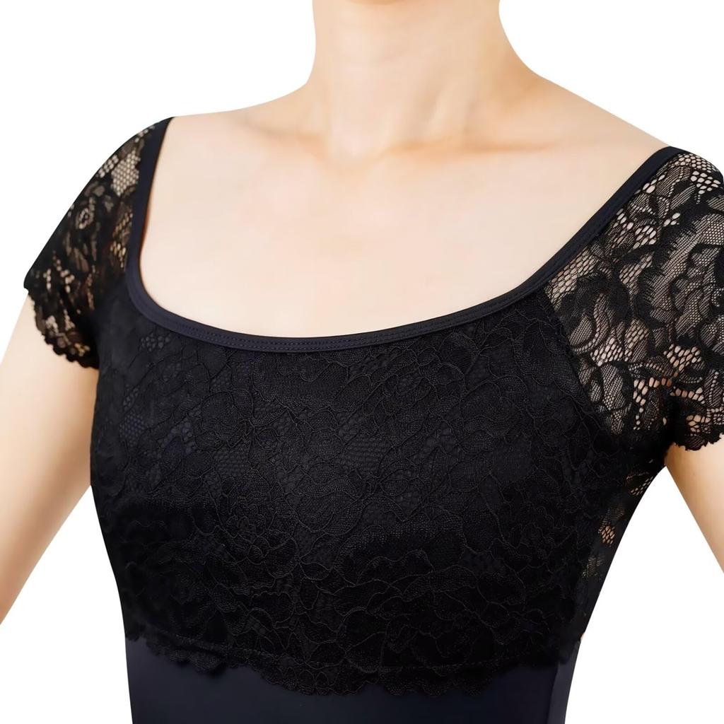 [s.lemon] Ballet Leotard Adult Short Sleeve Lace Dance Leotard Cute