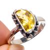 Natural Citrine Gemstone Handmade 925 Solid Sterling Silver Gift Ring S.7 h6F23