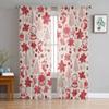 Christmas And Winter Flowers Curtains For Living Room Bedroom Home Decoration Window Voile Tulle Curtain Drapes