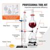 Essential Oil Distillation Kit, 2000ml Distillation Apparatus, 3.3 Boro Lab Glassware Distillation Kit with 1000W Heating Plate and 24, 40 Joint, 28