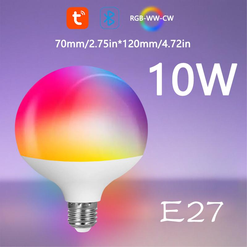Умная светодиодная лампа Tuya Bluetooth 220 В 10 Вт 12 Вт Цоколь E27 B22 Светодиодная лампа RGB Управление через приложение Smart Life Пульт дистанционного управления Доступ к шлюзу