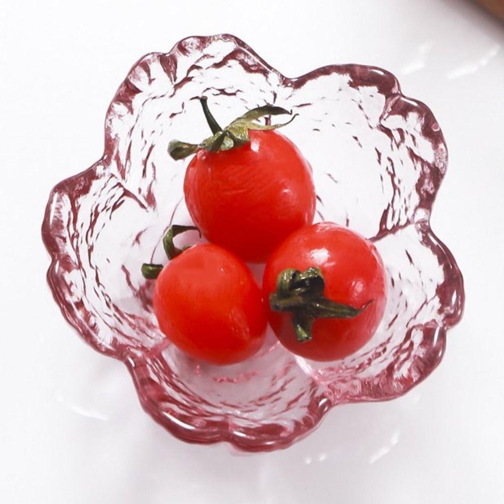 Nordic Style Glass Sakura Disc Gold Inlay Flower Candle Holder Creative Sauce Bowl Ice Cream