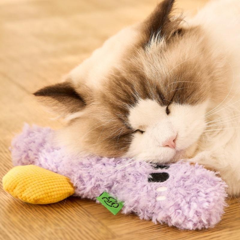 2 Pack Self-excited Cat Chew Toy, Bite Resistant Sounding Plush Kitten Toy, Teeth Cleaning Interactive Play Pet Supplies