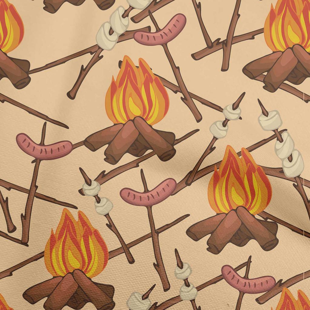 oneOone Cotton Flex Black Fabric Campfire Sewing Fabric By The Yard Printed Diy Clothing Sewing Supplies 40 Inch