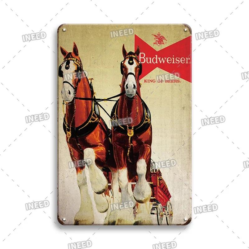 Жестяная табличка Оригинальное ПИВО Budweiser Металлические знаки Забавные металлические постеры Ретро настенная табличка Ретро винтажная тарелка Для настенного декора бара клуба