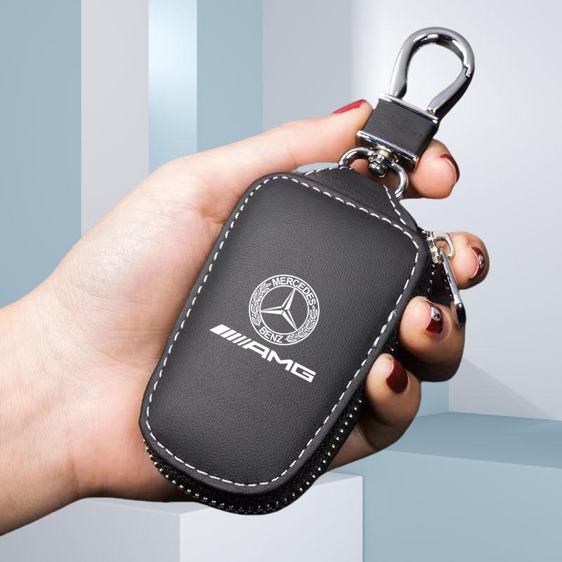 NHFW5 Leather Car Remote Key Case Cover Holder Shell Fob for Mercedes Benz A B C E GL S GLA GLK CLS Class AMG W204 W205 W212 W463 W176