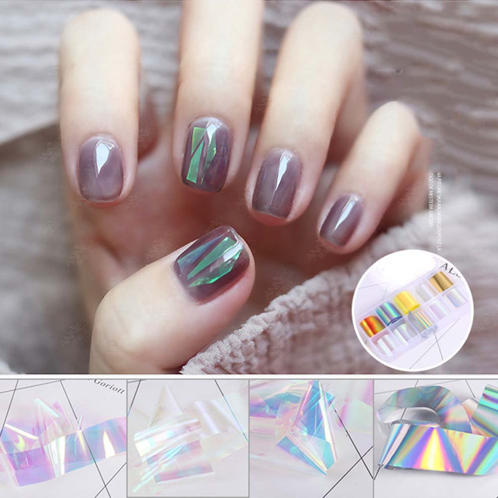 Decal Manicure Tools Aurora Broken Glass Foils Nails Art Decoration Laser Cellophane Nail Foil Film