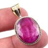 Red Ruby(Simulated) Handmade 925 Sterling Silver Two Tone Pendant 1.25" r6A66