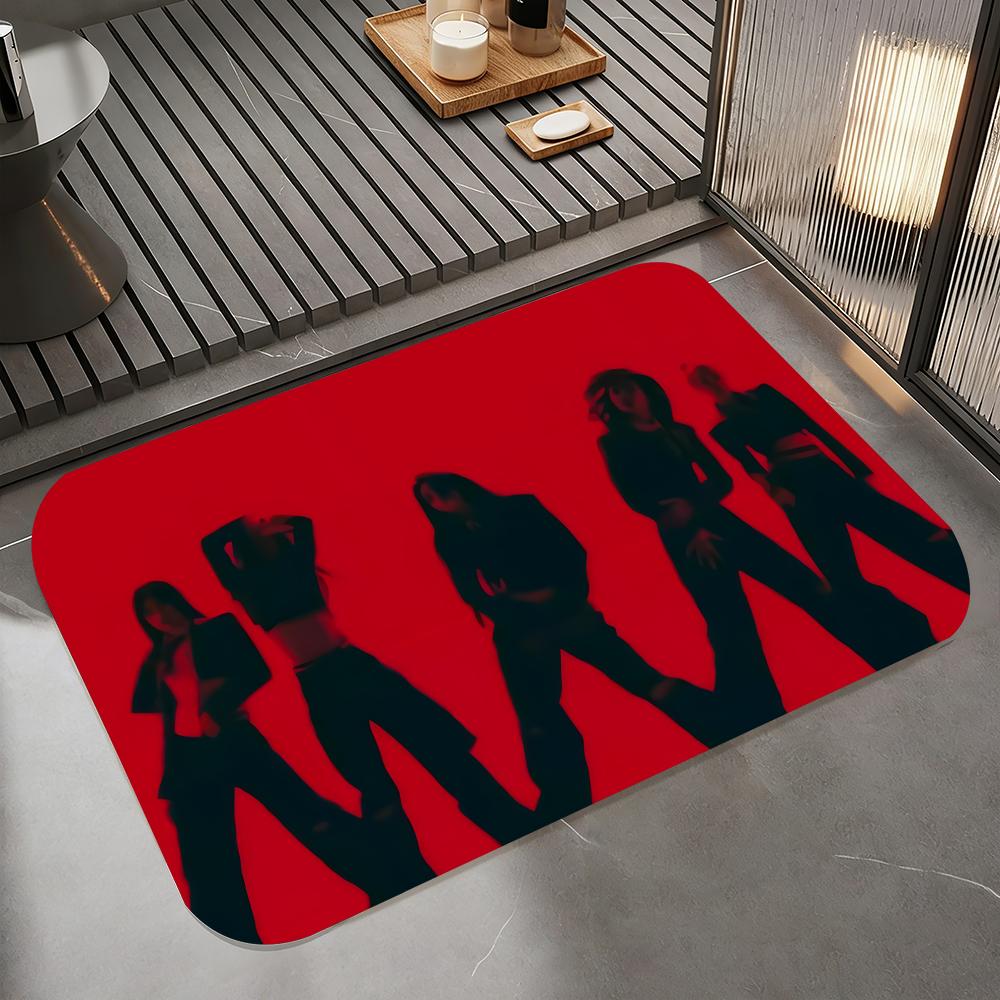 Music I-I-DLE Floor Mat Diatomite Bath Mat, Quick Dry Absorbent Non-Slip Door Mat