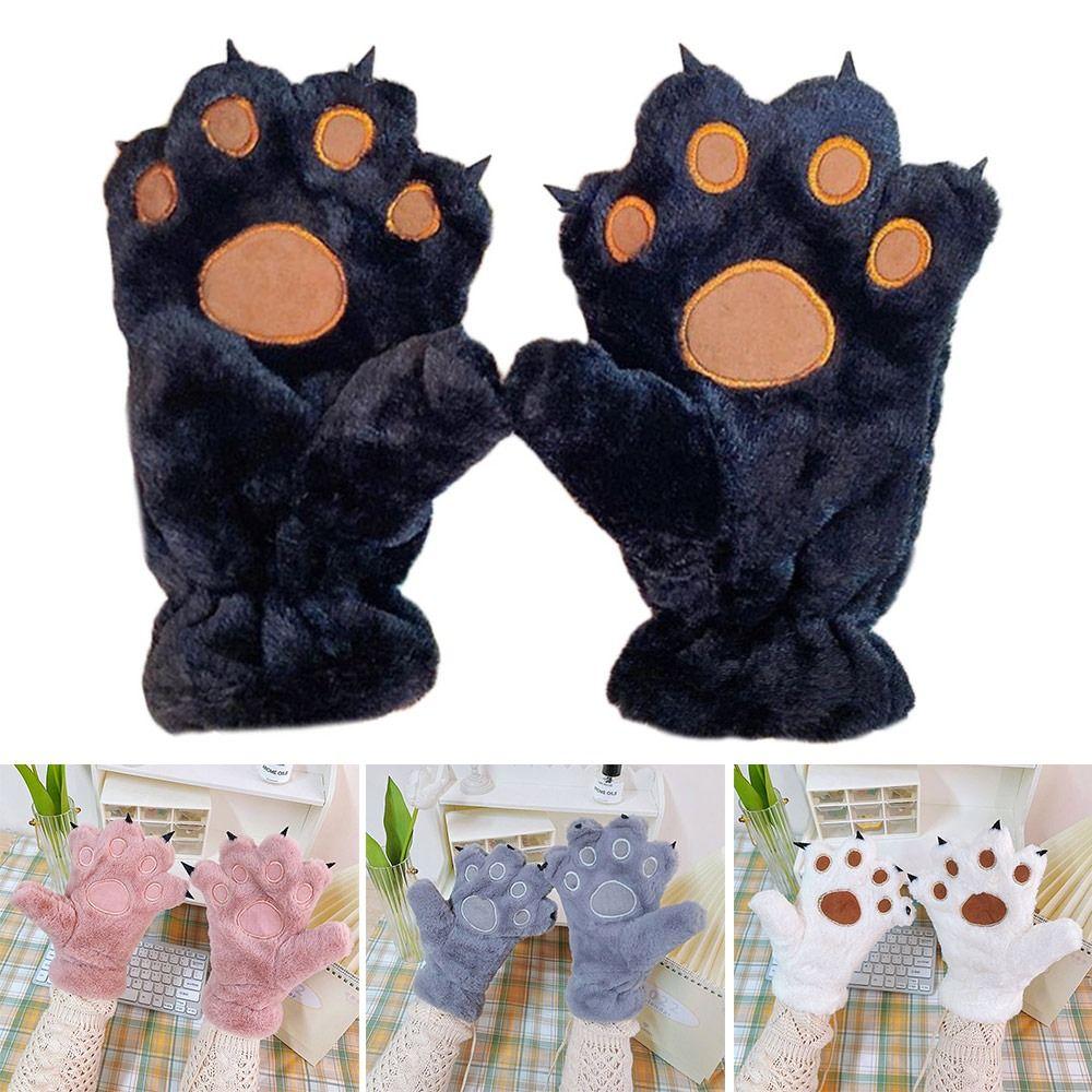 Plush Furry Mittens Bear Paw Animal Gloves Fashion Cat Paw Gloves Cosplay