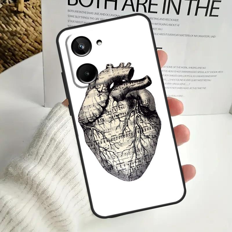 Anatomical Heart Anatomy Case For Realme C67 C55 C53 C51 C35 C33 C31 C30 C25s C21Y GT Neo 5 GT5 9 10 11 12 Pro Plus