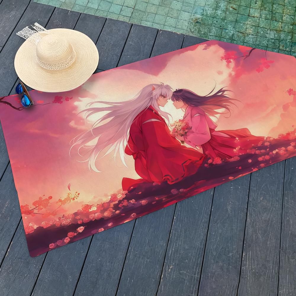 Мультяшное полотенце I-Inuyasha для йоги, спортзала, йоги, спортзала, легкое, портативное, для плавания, пляжа, путешествий, спортивные аксессуары, защита от песка