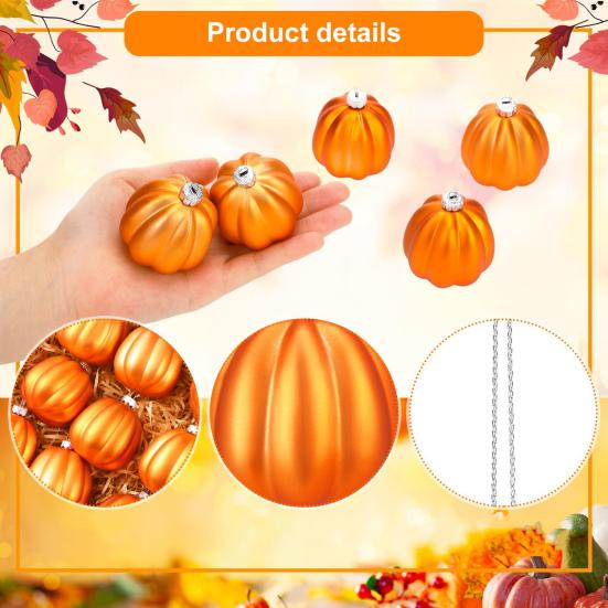 12Pcs Fall Mini Pumpkin Balls Hanging Thanksgiving Pumpkin Ornament Halloween Christmas Tree Decoration Farmhouse Home Party Decor