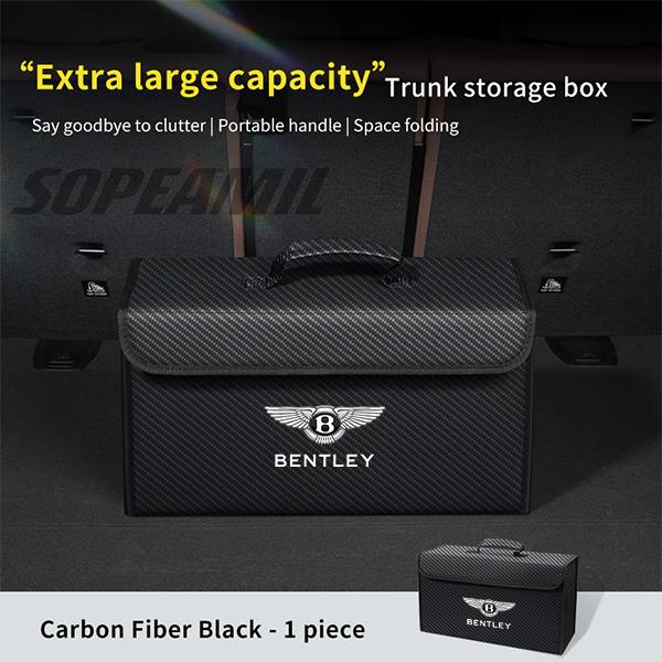 Car Trunk Leather Storage Box Foldable Stowing Tidying Bag For Bentley Continental GT MULLINER Bentayga Flying Hurtling Spurlogo XQ0
