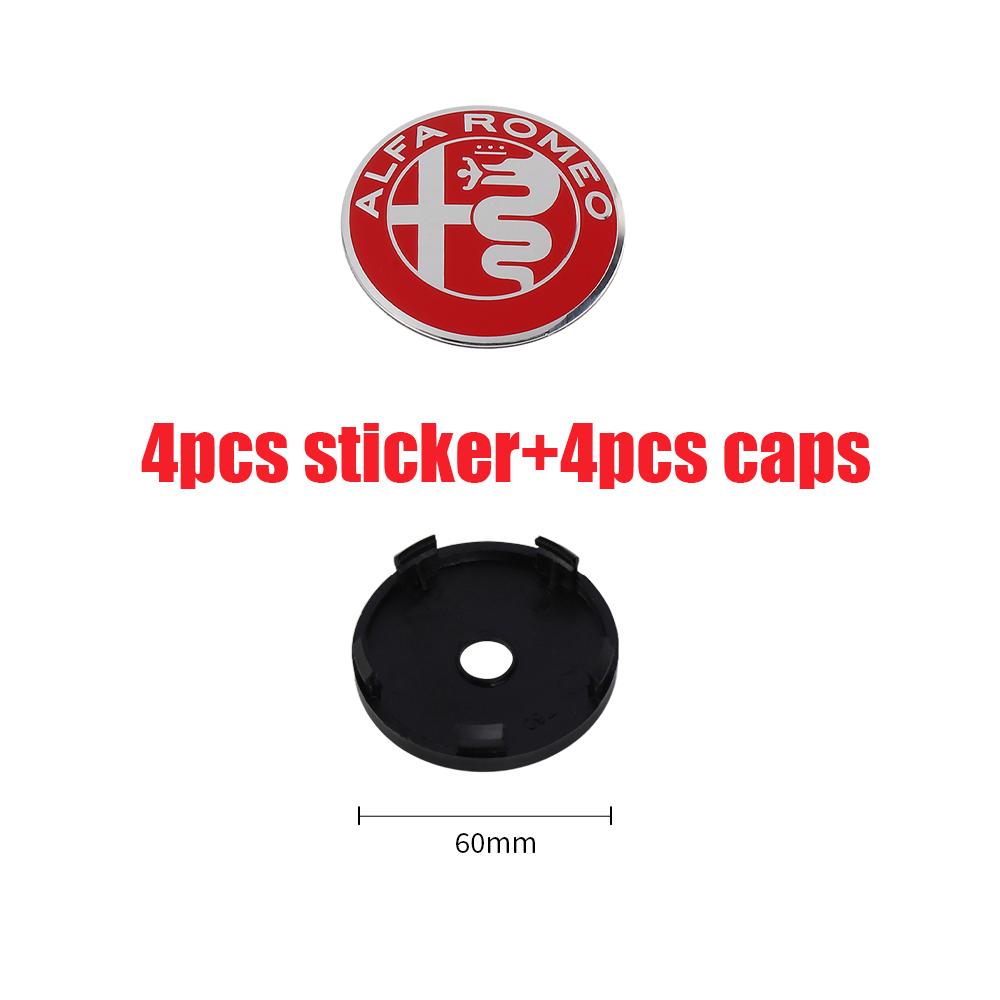 OUVKF1 4Pcs For Alfa Romeo Giulietta 147 Giulia Spider GT MiTo Stelvio 159 TZ3 Car Wheel Center Hub Caps Sticker Badge Tire Rim Covers
