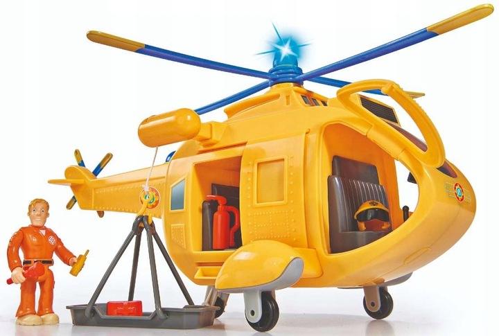 Strażak Sam Helikopter Ratunkowy Wallaby + Figurka Chwytak Kosz Akc. Św/Dźw