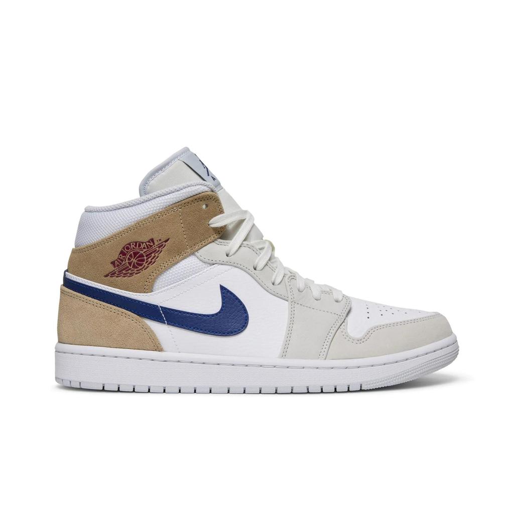 Air Jordan 1 Mid 'White Khaki Blue Void' (Unisex) White / Team Red / Khaki / Blue Void Vintage Basketball Shoes DO6726 100