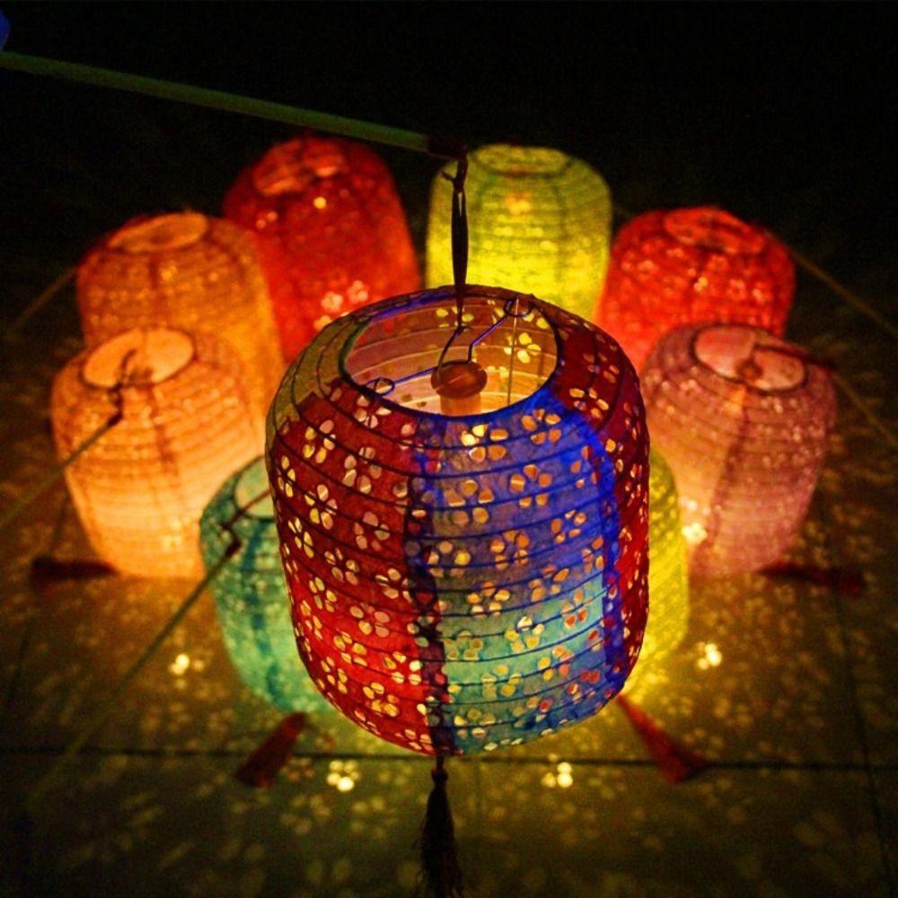 Cylindrical Hanging Lampion Colored Hollow Lantern Festival Lantern Paper Lantern Mid-autumn