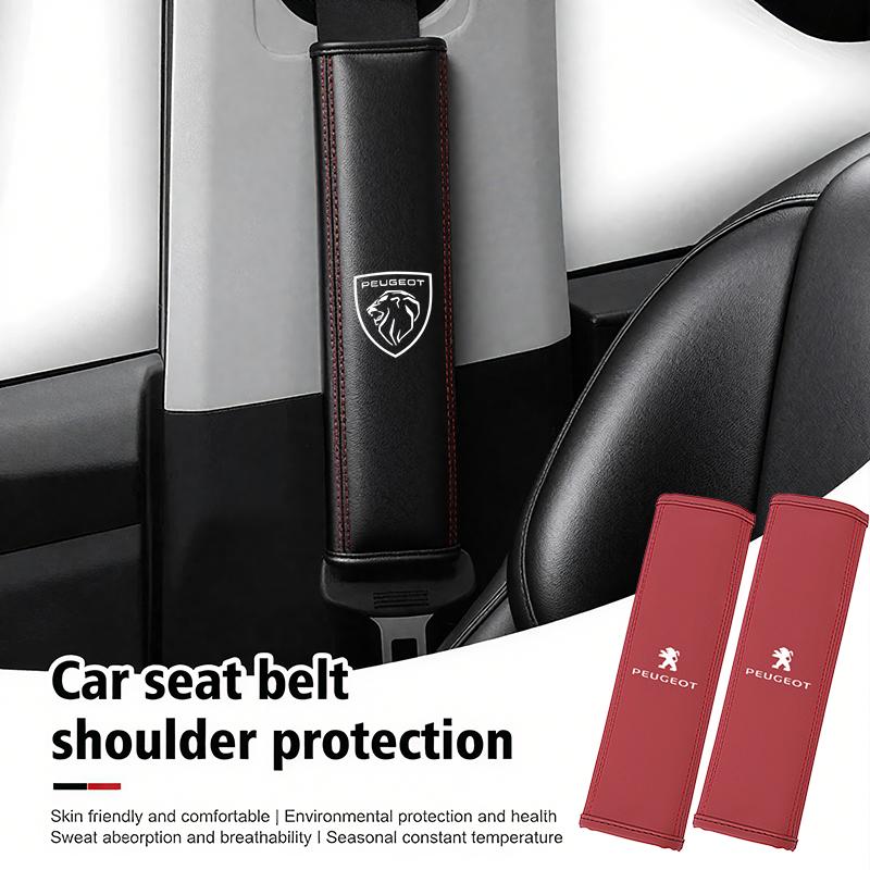 Car Seat Belt Cushion Safety Belt Leather Shoulder Protector Pad For Peugeot 206 307 308 3008 207 208 407 408 508 2008 5008 301 u3