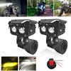 Motorcycle LED Lens Spotlight Double Lenses Auxiliary Headlight OffRoad ATV Fog Lamp White Yellow Hi/Low Beam Mini Driving Light