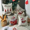 Christmas Pillow Cover New Linen Cartoon Black Print Holiday Home Sofa Cushion Cover