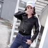 New Style Small Leather Jacket Women's Motorcycle Jacket Short Spring and Autumn Pu Leather Jacket Black Slimming Top