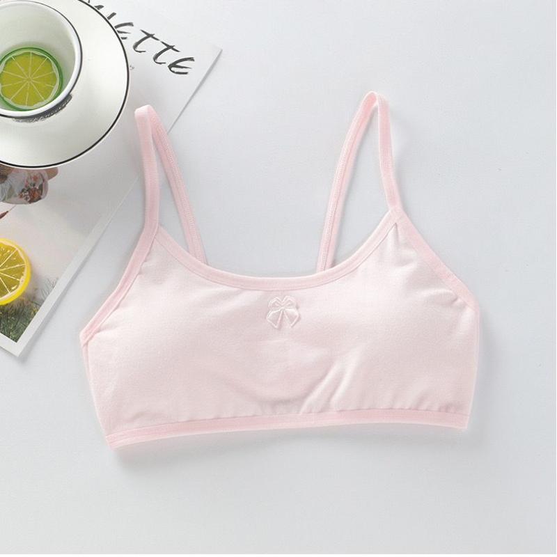 Хлопковый бюстгальтер для девочек с поролоновой чашкой, топы для ухода за грудью для детей, тренировочные бюстгальтеры для девочек, мягкое детское нижнее белье