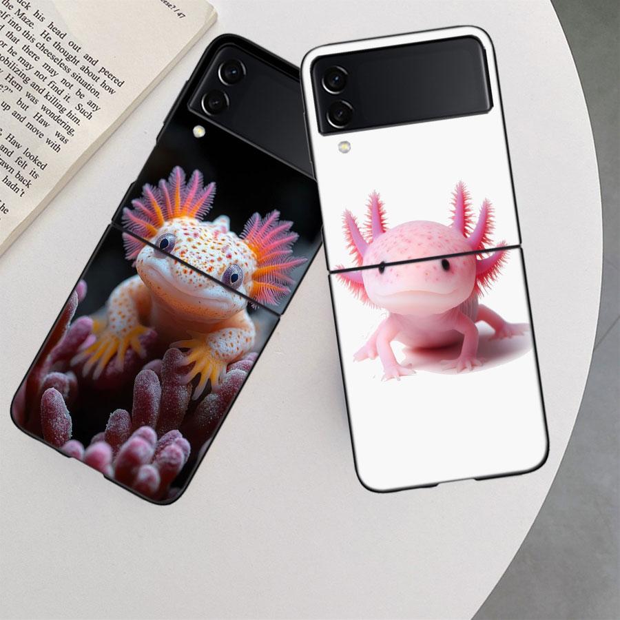 Чехол с улыбающейся саламандрой для Samsung Z Flip 7 6 5G Galaxy Z Flip 5 4 3 Черный Жесткий Чехол для Телефона Роскошная PC Оболочка Coque