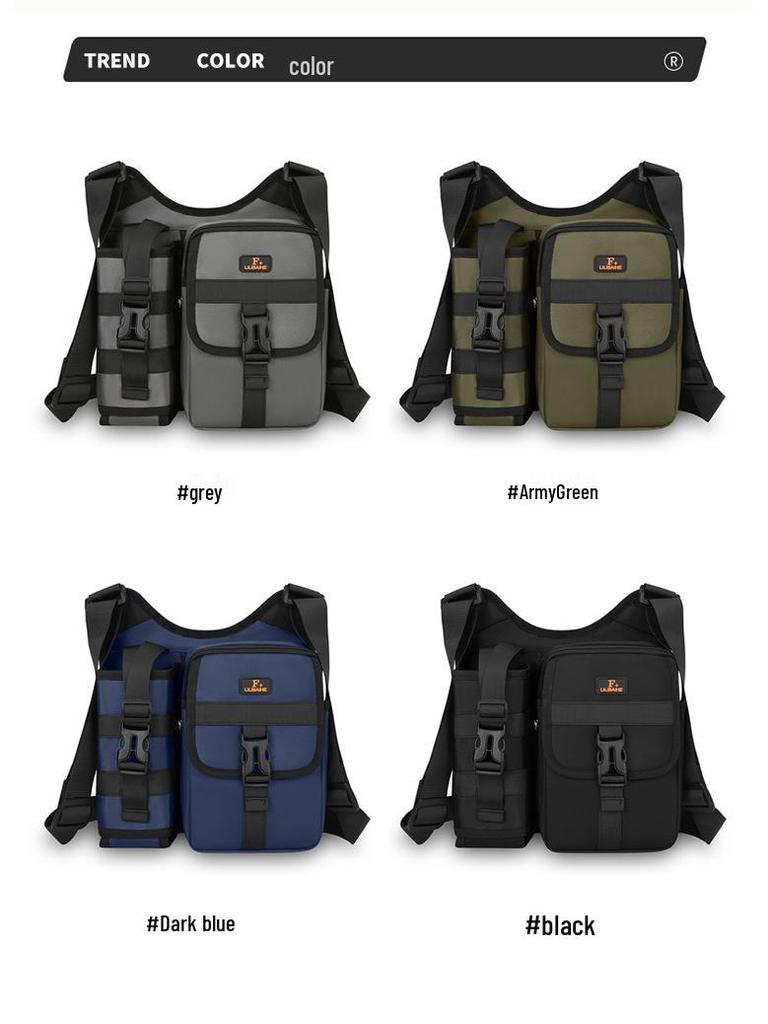 Unisex Splash-proof Oxford Crossbody Fishing Bag with Water Bottle Holder