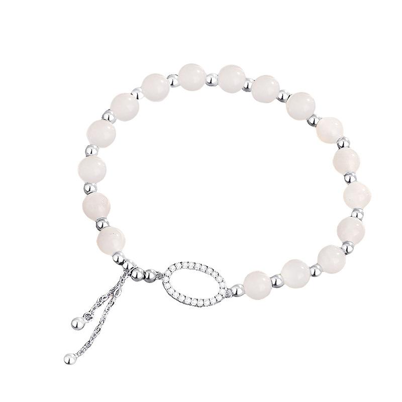 S925 Silver Light Luxury Style Full Diamond Ring Hetian Jade Bracelet Fashion Geometric Diamond Round Zircon Tassel Jewelry