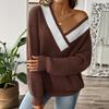 Women S V Neck Loose Fit Pullover Sweater Autumn Street Style