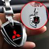 Car Logo Keychain 3D Metal Shield Shaped Keyring For Mitsubishi RALLIART Pajero ASX Lancer X 9 Outlander 3 L200 Car Styling