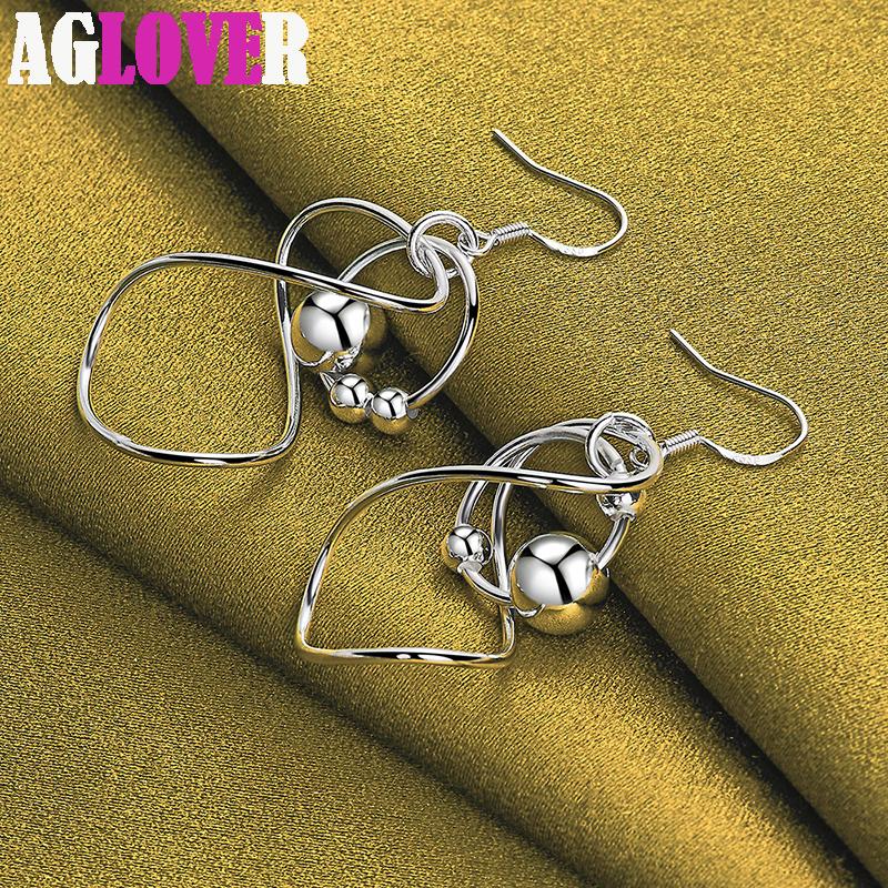 Ювелирные изделия из серебра 925 пробы с гладкими геометрическими бусинами и серьгами